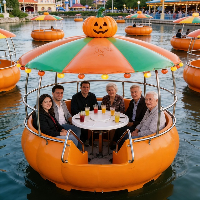 BBQ Leisure Boat Water Floating Restaurant Sports Parks Use LLDPE Steel Construction 5-10 Person Capacity 500kg Load 1 Piece