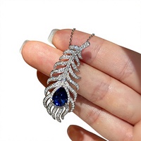 Collier pendentif en or massif 18 carats avec saphir bleu cultivé en laboratoire et diamant couleur D, bijoux fins pour femmes, cadeau pour tous les jours, qualité supérieure