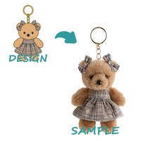 Porte-clés singe en peluche personnalisé, brodé, en maille de nylon à poils longs, faible MOQ, coussin lesté