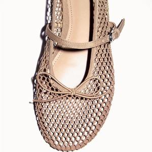 Comode <span class=keywords><strong>ballerine</strong></span> Casual in maglia da ufficio da donna <span class=keywords><strong>con</strong></span> cinturino a fibbia scarpe basse da Ballerina a rete - Product Image 4