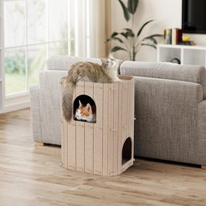Indoor <b>Cat</b> House, 2 Tier <b>Large</b> <b>Cat</b> <b>Bed</b> Cave, Cozy Felt Covered <b>Cat</b> Tunnel Apartment Hideout for Multiple <b>Cats</b> - Product Image 4
