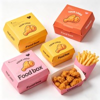 Boîte à frites en papier kraft à encre de soja, emballage pour hamburger, boîte à frites de haute qualité, emballage alimentaire à emporter, boîte à repas