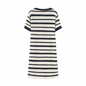 Nuevo <span class=keywords><strong>Vestido</strong></span> Midi <span class=keywords><strong>de</strong></span> Punto con Cuello Polo <span class=keywords><strong>y</strong></span> <span class=keywords><strong>Rayas</strong></span> Blancas <span class=keywords><strong>y</strong></span> Azules, Estilo Náutico Preppy, Casual, para Verano <span class=keywords><strong>y</strong></span> Otoño, Listo para Enviar - Product Image 2