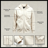 ELYRADIA Custom Craft 100% Cotton Terry Jacket Enzyme Wash DTG Print Cropped Boxy Fit Hoodie