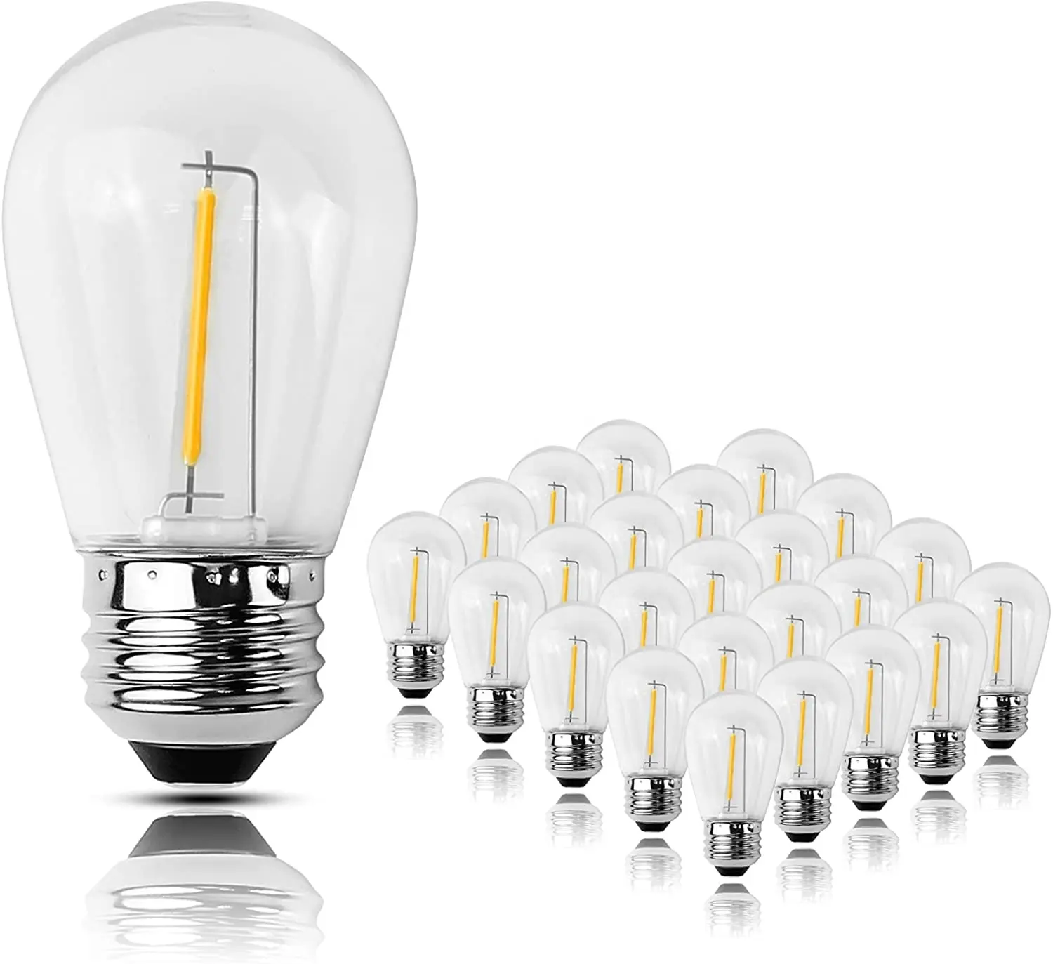 Nuovo prodotto 0.3W 1W lampada a Led lampadina trasparente in plastica copertura luce calda S14 E27 lampadina