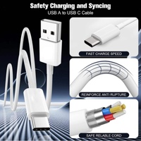 Câble de données USB vers Type-C PD à charge rapide HNT 3A 1 mètre, câble de données USB Type C pour téléphone portable Android avec emballage en boîte couleur