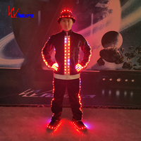 Veste LED MJ Tron Dance, Costume LED Michael Jackson Dance, Noir, Personnalisé, Ensembles Lumineux pour Adultes, 1 pièce pour Hommes, T/T
