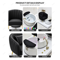 Fauteuil de pédicure de luxe avec bassin de bain de pieds, robinet doré, canapé en cuir PU noir pour salon de manucure, mobilier de spa de beauté, vente en gros