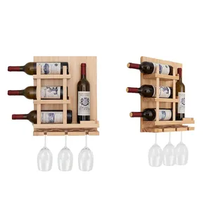 Nuevos productos, para el hogar Decoración elegante, exhibición de botellas de vino, estante de madera para vino, soporte de pared de bambú para botellas de vino