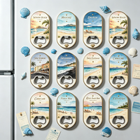 Décapsuleur aimanté personnalisé pour réfrigérateur, souvenir touristique côtier aquarelle, thème plage mondiale, aimant ouvre-bouteille