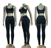 Y0998 Ensemble 2 pièces tendance : débardeur de sport sans manches 9 couleurs et pantalon taille haute push-up, vente en gros