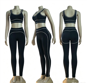 Y0998 Conjunto de 2 Piezas de Moda: Chaleco Deportivo sin Mangas de 9 Colores y <span class=keywords><strong>Pantalones</strong></span> de Cintura Alta con Efecto Levanta Glúteos, Venta al Por Mayor - Product Image 2