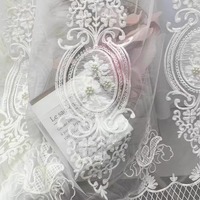 Voilages Prêts à Poser en Gros, Dentelle Rose et Perles, Style Romantique Français, en Polyester pour Chambre, Salon, Balcon