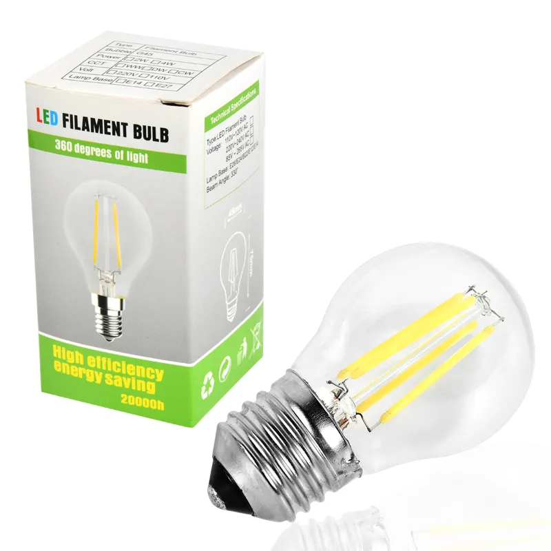 Factory lowest price G45 High Lumen 380lm 4W E27 LED Filament Bulbs Vintage Light bulbs For cold white light