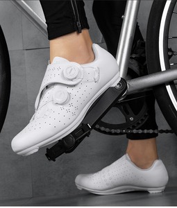 Chaussures de cyclisme blanches avec fermeture Boa et empeigne synthétique respirante pour hommes et femmes, pour la pratique du cyclisme en extérieur - Product Image 6