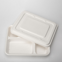 Plaques jetables à 5 compartiments compostables 100% sans PFAS Plateaux à lunch en bagasse Assiettes pour buffet scolaire
