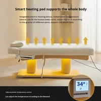 Table de massage électrique dorée moderne pour chambre, salon, salon de beauté, spa, atelier, 3 moteurs, cuir PU, éponge haute densité