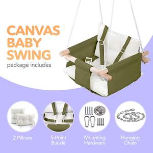 Durable DB Canvas Baby Swing Chair Asiento colgante de madera con cinturón de seguridad para uso en interiores y exteriores - Product Image 6