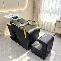 Fauteuil de lavage semi-inclinable en cuir pour salon de coiffure Guangdong, design minimaliste, fonction de lavage rapide - Vente directe usine