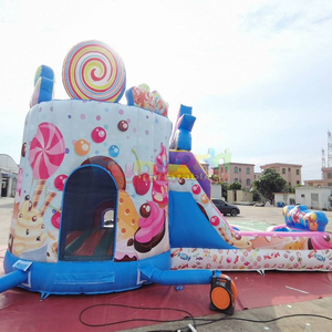 Château gonflable combiné pour enfants, avec toboggan, pour fêtes humides ou sèches, en forme de gâteau d'anniversaire - Product Image 5