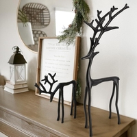 Vente flash : Mini statue de renne en alliage de zinc noir, décoration de Noël, décoration de table, petite statue décorative, support de cheminée
