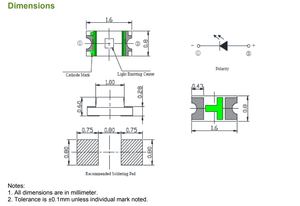 ชิป SMD LED สีเขียว1608สว่างพิเศษมุมมอง120ไฟ LED รับประกัน1ปีใช้ได้นาน - Product Image 3