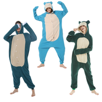Pyjama une pièce en molleton à motif animalier - Tenue d'intérieur mignonne pour couple adulte pour Halloween