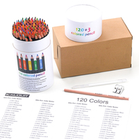 Ensemble de crayons de couleur KALOUR 123 dans un cylindre en papier avec 120 crayons de couleur de qualité supérieure, taille-crayon, stylo illuminateur et mélangeur incolore