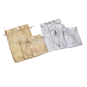 Sac cadeau personnalisé en polyester doré écologique avec cordon de serrage pour bijoux et bonbons, sac de rangement portable pour décoration de mariage et de fête 9x12cm - Product Image 6