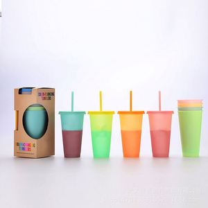 Taza Mágica de Plástico de 16 Oz con Logotipo Personalizado, Taza con Pajita de PP, Apta para Agua Hirviendo, Vaso que Cambia de Color - Product Image 2