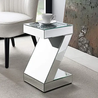 Table d'appoint moderne en forme de Z avec incrustation de cristal, nouveau Design, argenté, pour salon, chambre à coucher