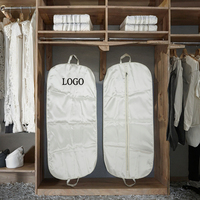 Housse de robe de mariée longue avec fermetures éclair, sac de rangement portable de luxe en satin doux, protège-robe avec logo personnalisé imprimé