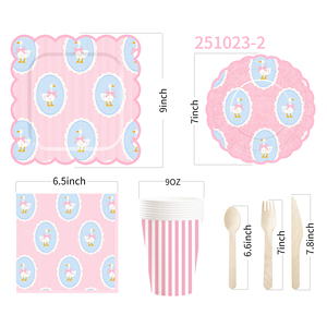 Decoración de Fiesta Temática de Animales DAMAI, Platos, Vasos y Servilletas de Papel Desechables de Color Rosa con Juego de Vajilla de Ganso para Fiesta de Bodas - Product Image 5