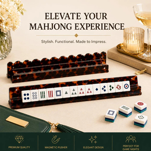 Luxury 4Pcs Tortoise Shell Acrylic American <b>Mahjong</b> Racks and Pushers <b>Set</b> with Pouch and Gift Box for Majiang Game Accessories - Product Image 5