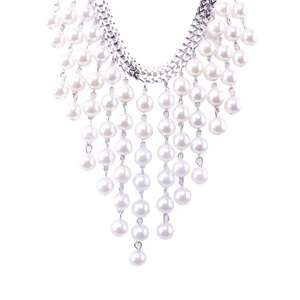 Collar de perlas en capas de imitación, collar de perlas de varias capas en oro y plata, joyería de fiesta, collar llamativo para mujer - Product Image 5