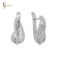 Boucles d'oreilles clipsables FJ Fallon Fashion Jewelry, minimalistes, en filigrane, plaquées or rose, base en laiton