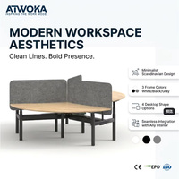 Poste de travail modulaire électrique réglable en hauteur à 120 degrés pour 3 personnes avec écran acoustique pour une intimité optimale au bureau