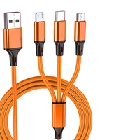 Câble de charge rapide 3-en-1 en nylon tressé USB vers Type-C Micro 2A pour iPhone, Android, ordinateur, batterie externe