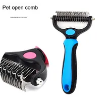 Peigne de démêlage double face en acier inoxydable Épilateur flottant efficace Chiens Chats Pet Bain Brosse Noeud Cutter Toilettage