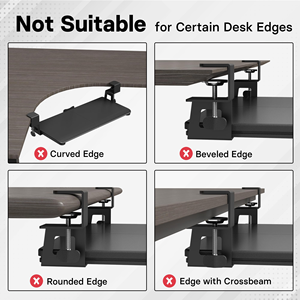 Plateau de clavier ergonomique coulissant sous le bureau avec fixation à pince en C extra robuste - Product Image 2