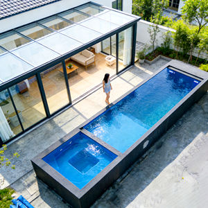 Piscina de Acrílico y Vidrio Personalizada de Fábrica con Cascada, Luz LED y Marco de Madera para Jardín, Spa y Natación - Product Image 3