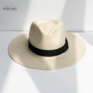 Shinehats 2023 luxury panama grass floppy fedora jazz top wide brim straw hat hatband summer sun sombrero for women ladies