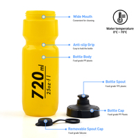 Bouteille d'eau de sport 720 ml, compressible, sans BPA, PP5, anti-fuite, pour le cyclisme, le vélo, le VTT, la route, la salle de sport, la randonnée, portable