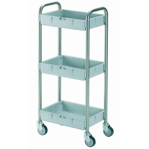 Carrello Portaoggetti a 3 Ripiani in Acciaio Grigio per Uso Domestico e Ufficio - Product Image 2