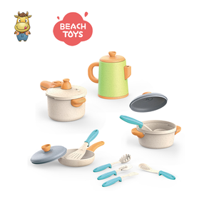 Ensemble de cuisine pour enfants en paille de blé écologique, comprenant une bouilloire haute et des ustensiles de cuisson, jouets d'imitation, 14 pièces - Product Image 5