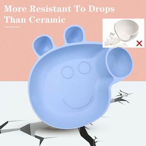Ensemble de vaisselle pour enfants en paille de blé, style mignon cochon, quatre pièces, assiettes à compartiments - Product Image 2