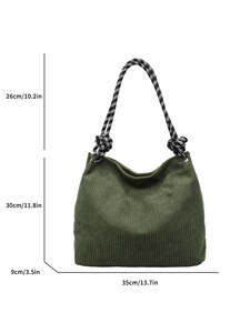 Bolso de hombro para mujer, de gran capacidad, estilo británico moderno, de terciopelo ligero, muy vendido. - Product Image 6