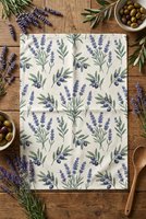 Serviettes de cuisine 100% coton, imprimé champ de lavande de Provence, style campagnard français, 40x60cm