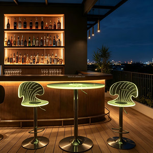 Table de <span class=keywords><strong>bar</strong></span> lumineuse à LED vertes en forme de vague, tabouret de <span class=keywords><strong>bar</strong></span> en acrylique lumineux, pour projets d'aménagement de bars à vin en extérieur sur toits - Product Image 5
