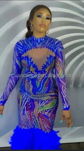 NOVANCE, productos de tendencia 2022, recién llegados, diamantes de colores, azul, elegante pluma, cola de pez, vestido de graduación, vestido de mujer - Product Image 4